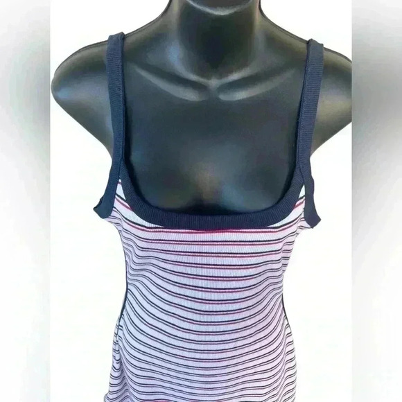 COTTON ON women’s Rib Contrast Cami Mini Dress nautical Soft curved neckline - Picture 5 of 11